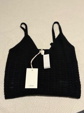 Wilfred Black Textured Knit Cropped Tank